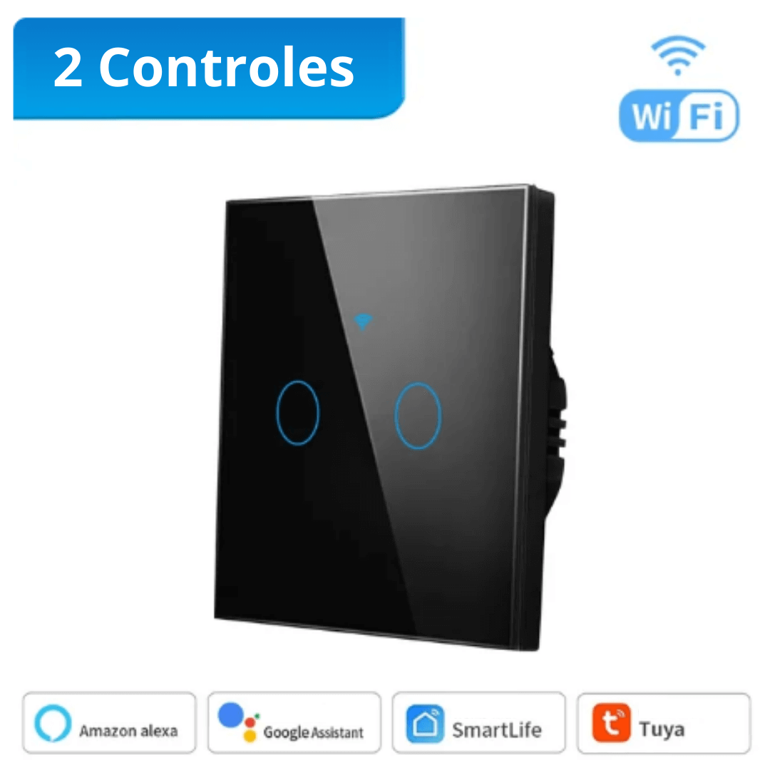 2 Controladores Inteligente WiFi Tuya | Importados Pro | Cor Preto