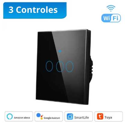 3 Controladores Inteligente WiFi Tuya | Importados Pro | Cor Preto
