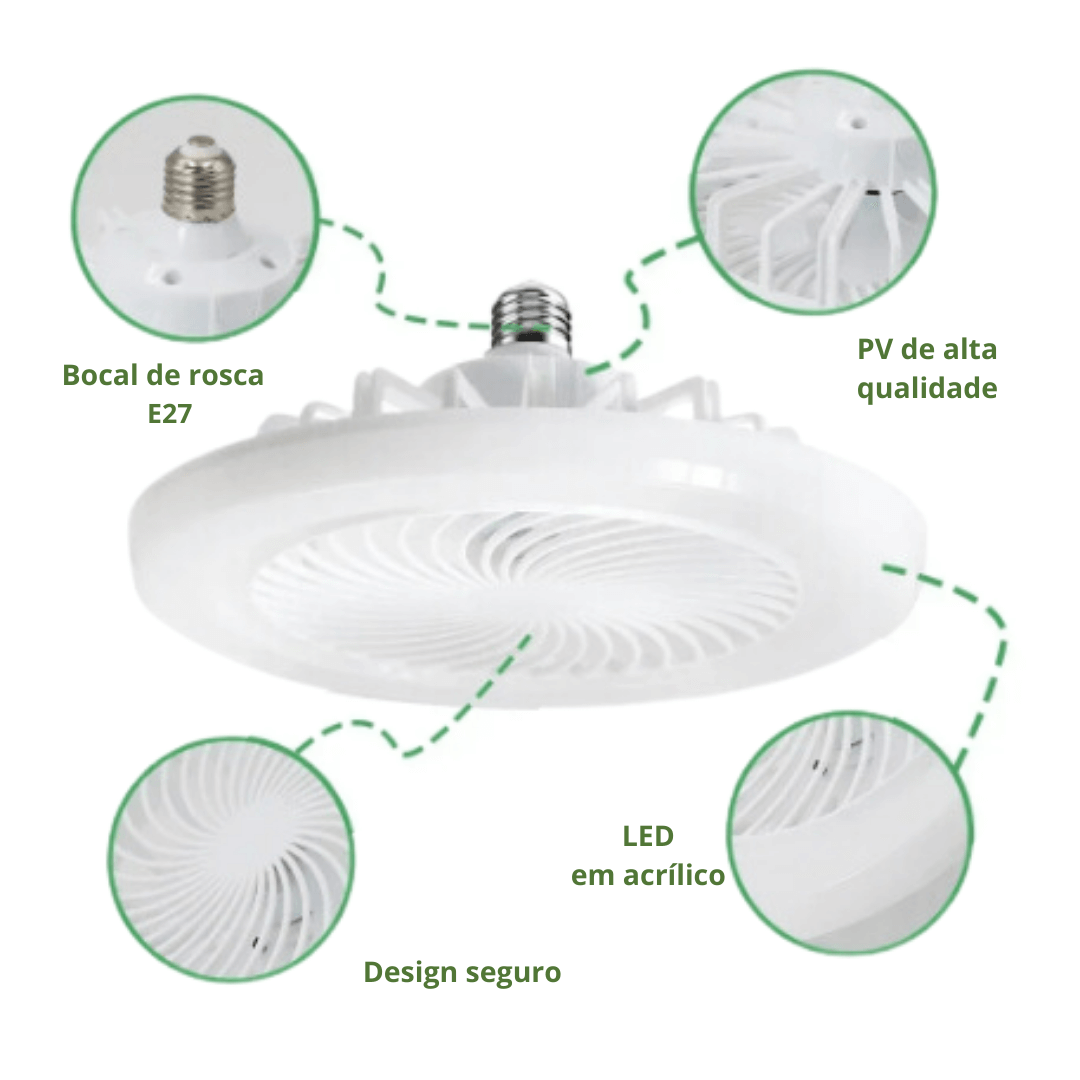 Ventilador de Teto Luz LED Com Controle Remoto