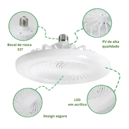 Ventilador de Teto Luz LED Com Controle Remoto