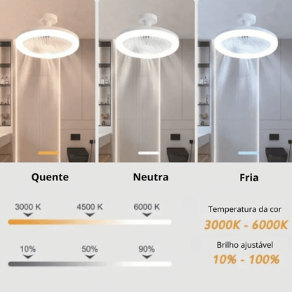 Ventilador de Teto Luz LED Com Controle Remoto