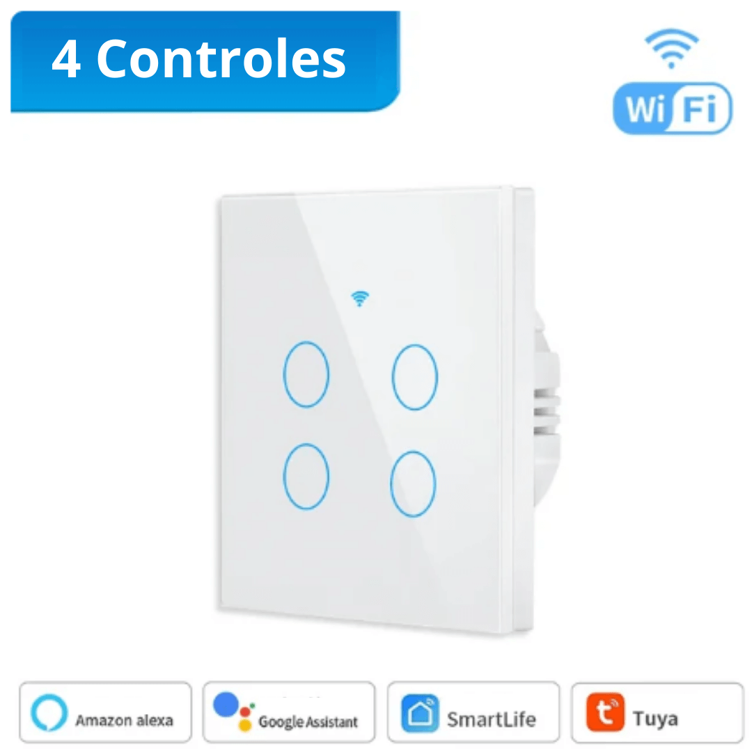 4 Controladores Inteligente WiFi Tuya | Importados Pro | Cor Branco
