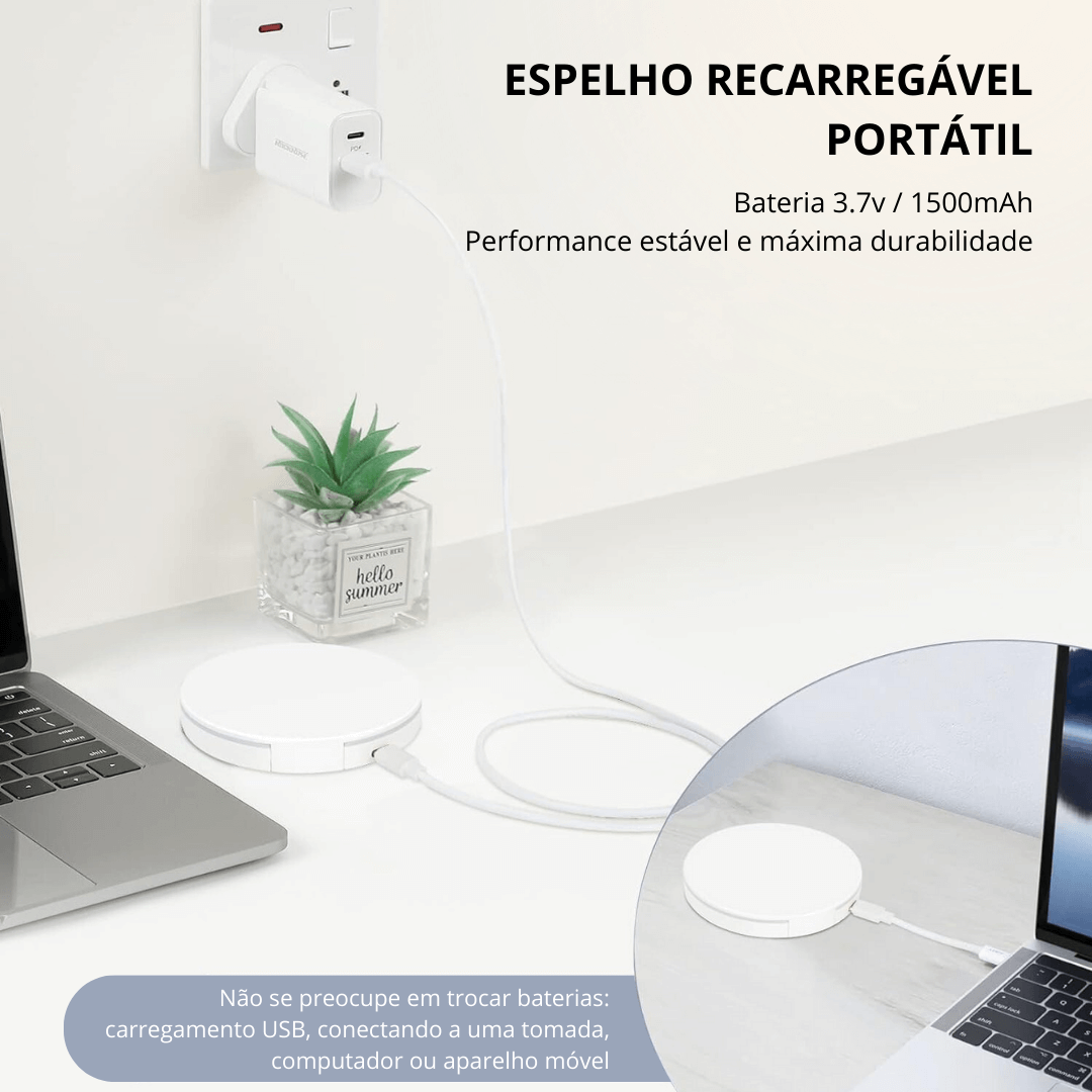 Espelho solar UV recarregável portátil | Importados Pro