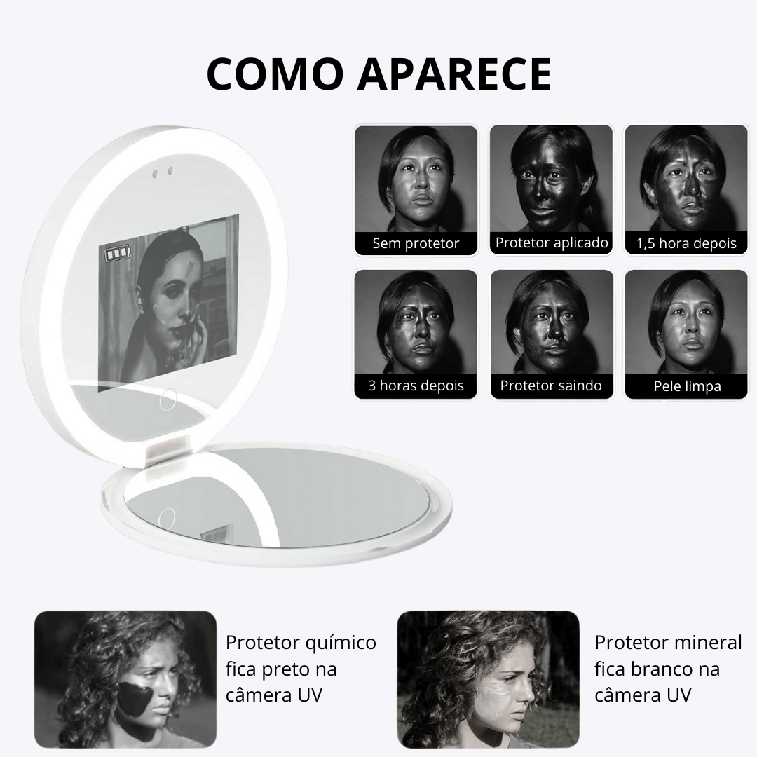 Protetor fisico quimico mineral UV
Luz visível, pele limpa, espelho proteção solar